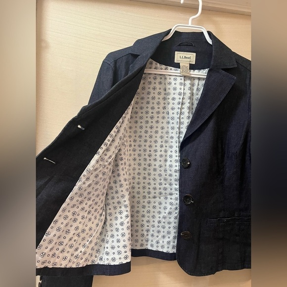 Classic L.l bean ladies denim wash blazer size 10 petite - Picture 4 of 10